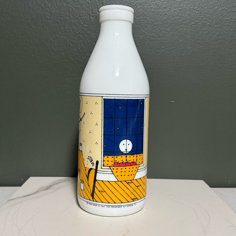 White Milk Bottle with Yellow Label - Picture 2 of 5